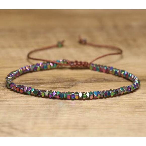 Beaded Hematite Adjustable Bracelet Multi-Colored - Picture 3 of 10